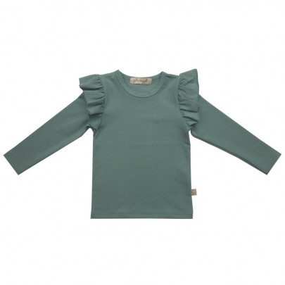 Μακρυμάνικο μπλουζάκι με βολάν dusty πράσινο - Julie Dausell