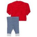 Πλεκτό σετ μπλουζάκι κόκκινο με αστέρι και παντελονάκι μπλε ριγέ από οργανικό βαμβάκι- Kite